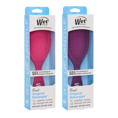 Wet Brush Original Detangler Hair Brush, Pink and Purple - 2 Piece Bundle Wet Brush