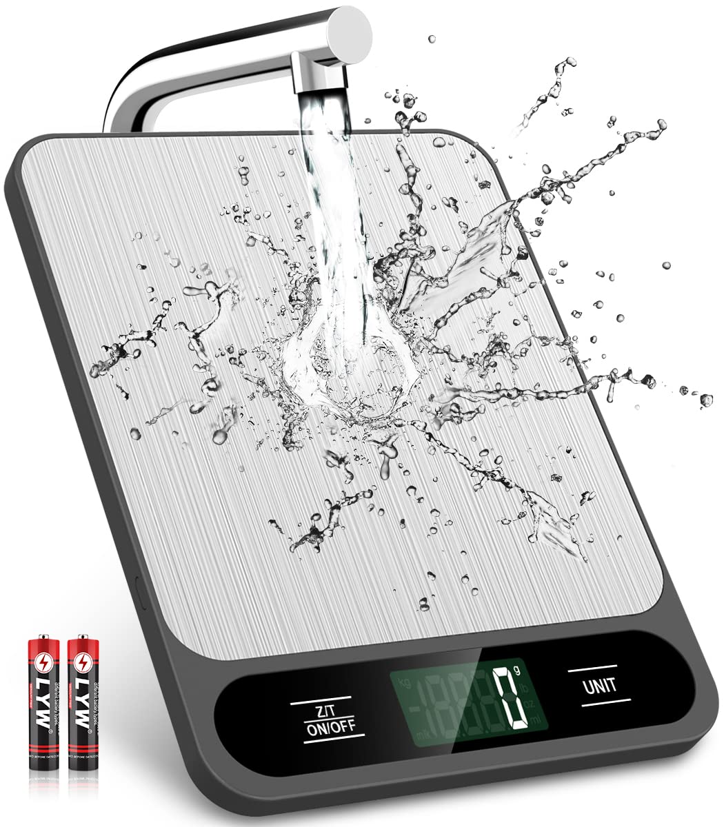 Mik-Nana Food Scale, 10kg/22lb Digital Kitchen Scale Weight Grams and Ounces for Baking Cooking Coffee Package Postage, 6 Units with Tare Function, LCD Display, Easy Clean Stainless Steel - Available at All In One Marketplace Canada