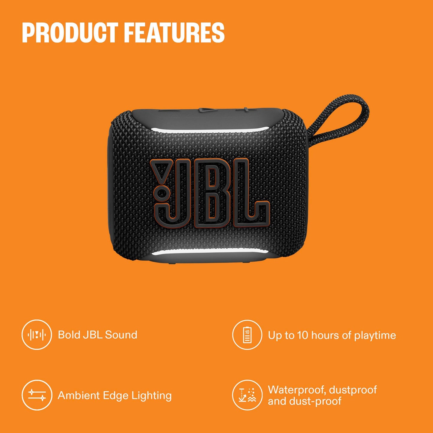 JBL Go 5 - Ultra-Portable Waterproof & Drop-Proof Speaker with JBL Legendary Sound & Ambient Edge Lighting, AirTouch Instant Stereo Pairing or Link Multiple Compatible Speakers via Auracast™ (Pink)