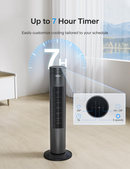 Pelonis 30-Inch Oscillating Tower Fan for Bedroom – Quiet 3-Speed Fan with Remote Control, 7-Hour Timer, 37dB Ultra-Quiet Operation – ETL Certified, Black 🍁 All In One Marketplace Canada