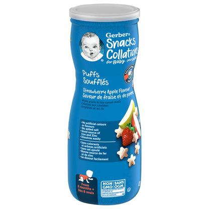 GERBER Puffs, Strawberry & Apple Flavour, Baby Snack, 6 Pack, 252 g