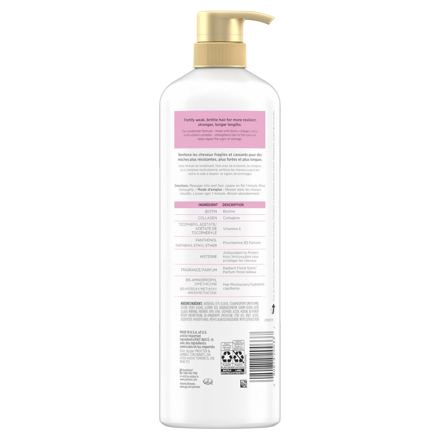 Pantene Pro-V Miracles Infinite Lengths Biotin + Collagen 1 Minute Miracle Conditioner, 888 mL Pantene