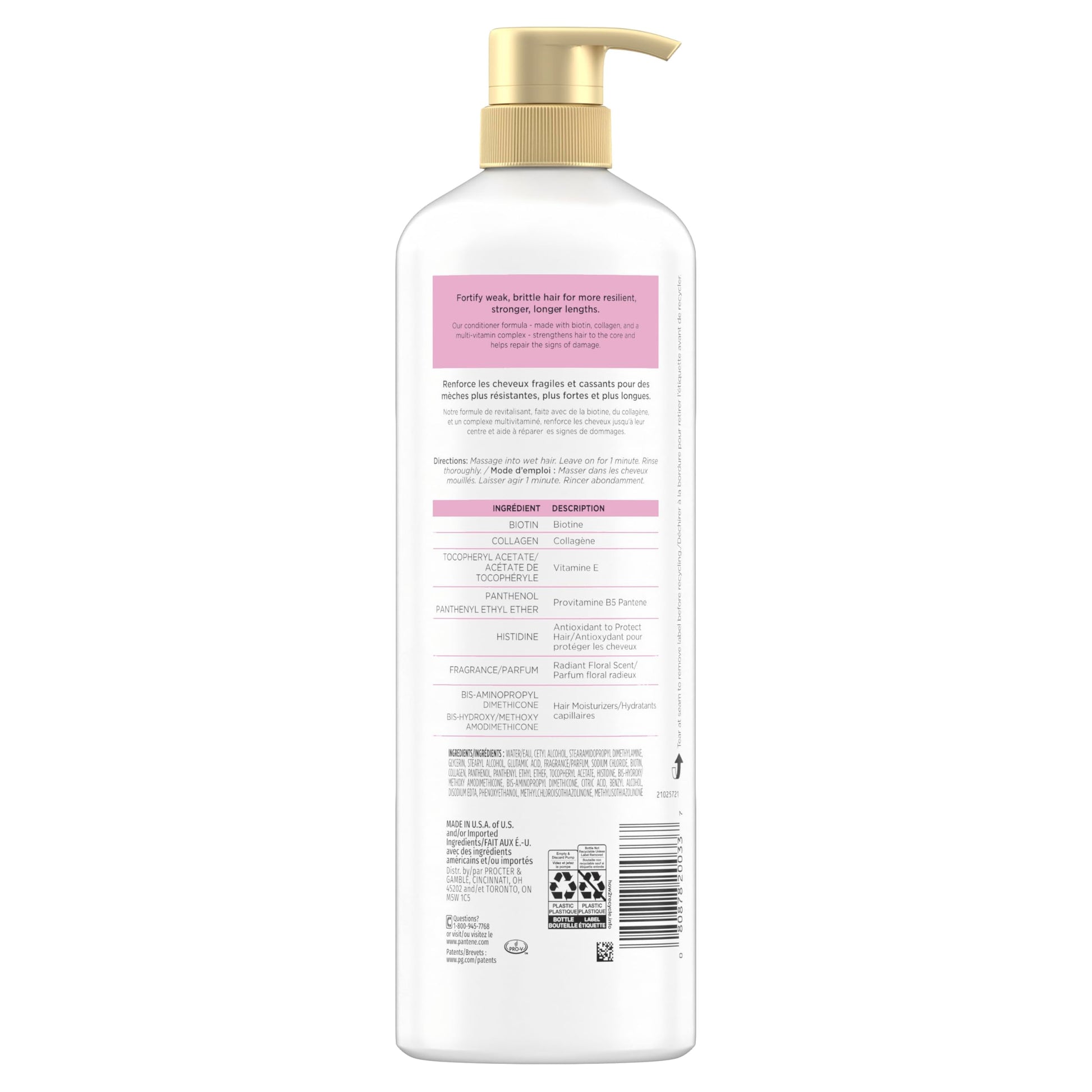 Pantene Pro-V Miracles Infinite Lengths Biotin + Collagen 1 Minute Miracle Conditioner, 888 mL Pantene