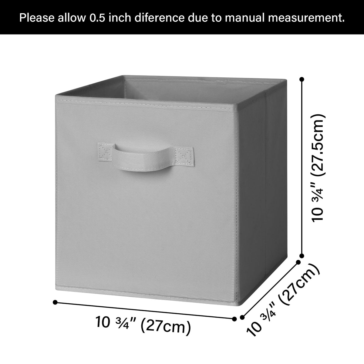 GRANNY SAYS Cube Storage Bins, Pack of 6 Fabric Storage Cubes 11x11, Collapsible Square Storage Boxes for Shelves, Cube Bac de Rangement, Cubby Storage Bins for Organising Clothes Kids Toys, Grey