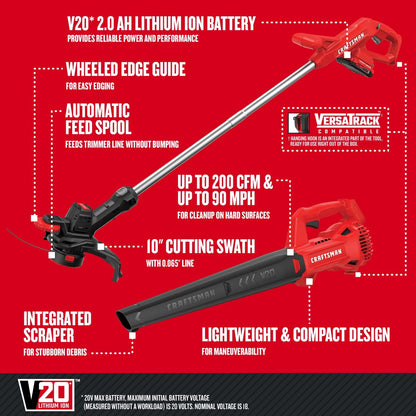 CRAFTSMAN V20 WEEDWACKER String Trimmer & Blower Combo Kit (CMCK279D1-CA) CRAFTSMAN