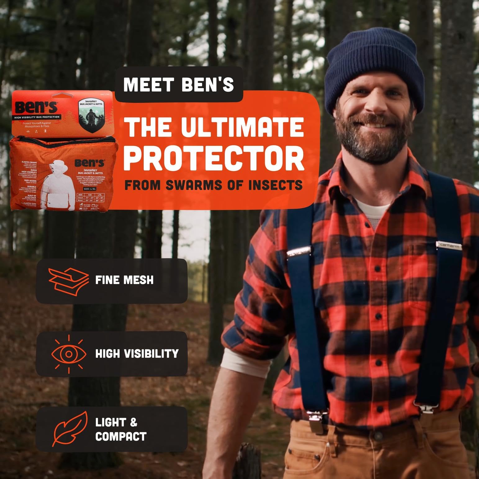 Ben's InvisiNet Bug Jacket, L/XL, multi, one size (0006-7221) Ben's