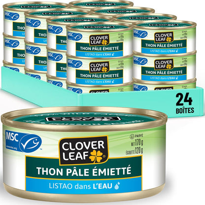 Clover Leaf Skipjack Light Tuna Flakes in Water – 24 Pack (170g Each) – 13g Protein Per Serving
