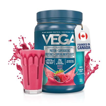 Vega Protein + Supergreens Vegan Plant Based Protein Powder – 20g Organic Pea Protein, Dairy-free, Healthy Breakfast Shake – Berry 18 Servings, 522 grams (Pack of 1)