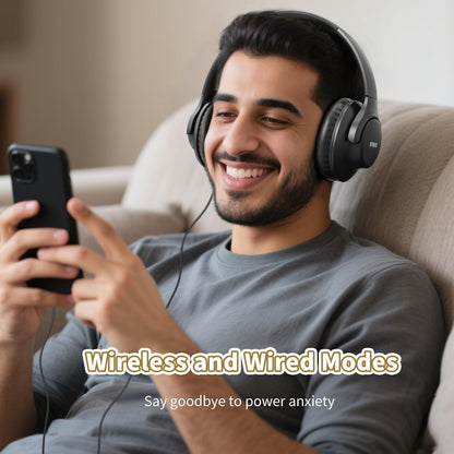 KVIDIO Bluetooth Headphones Over Ear, 65 Hours Wireless Headphones with Microphone, Foldable Lightweight HiFi Stereo Headset with Deep Bass Headphones for Travel Work Laptop PC Cellphone