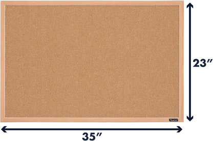 Quartet Natural Cork Bulletin Board, 35" x 23", Wood Finish MDF Frame, Self-healing Cork (2642638035)