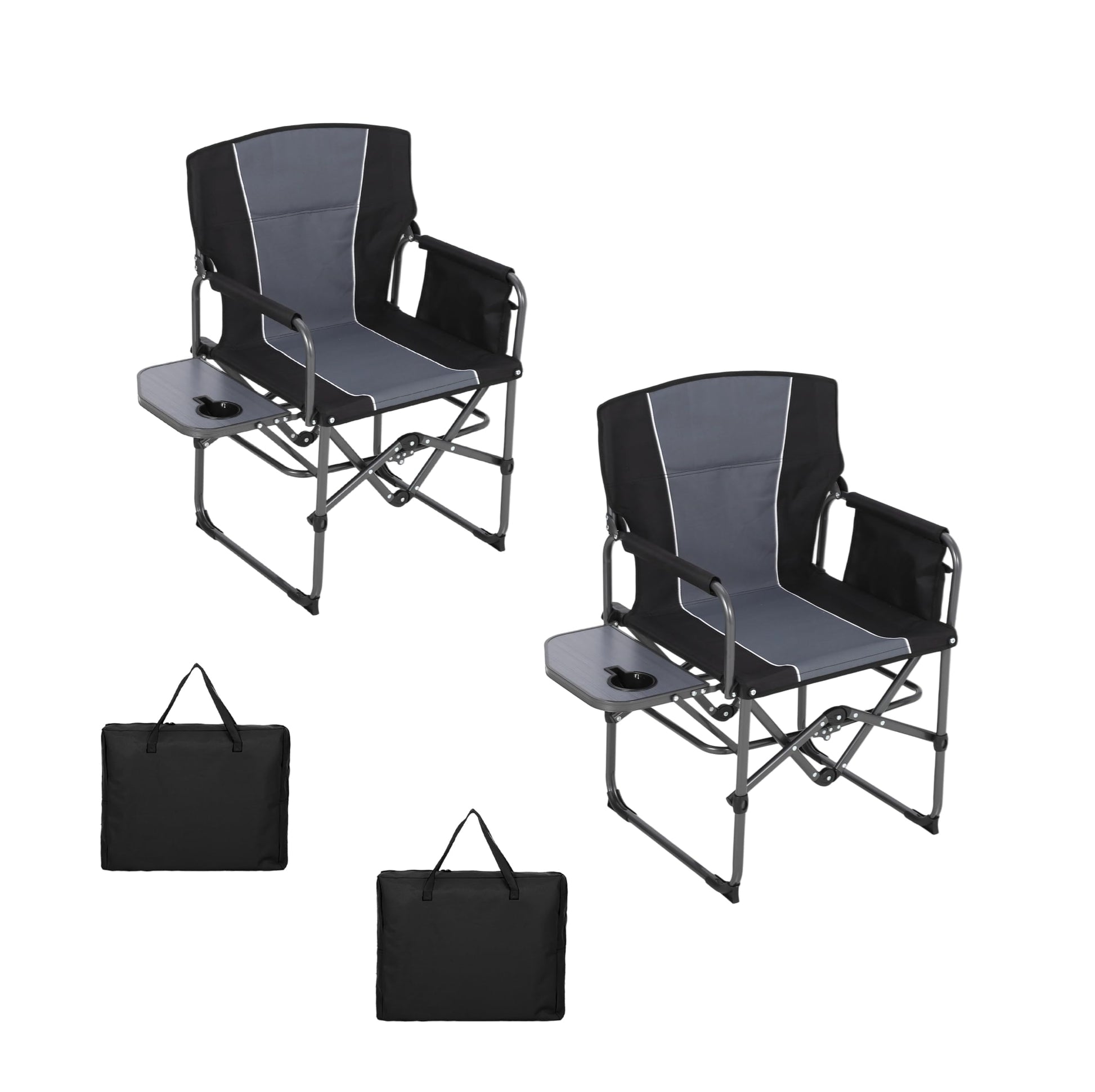 2 Pcs Oversized Heavy Duty Folding Camping Director Chair for Adults – Portable Outdoor Lawn Chair with Side Table, Side Pocket & Cup Holder – Ideal for Camping, Beach, Fishing, Garden, Deck, RV IDEALHOUSE