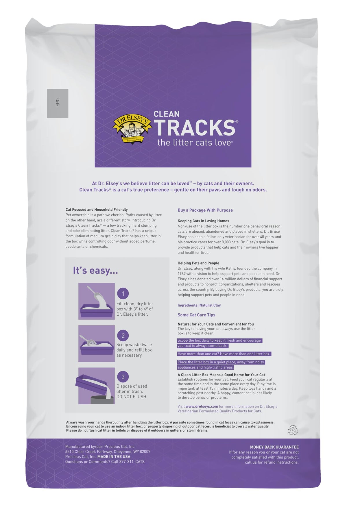 Dr. Elsey's® Clean Tracks® Clumping Clay Cat Litter 18lb. Bag