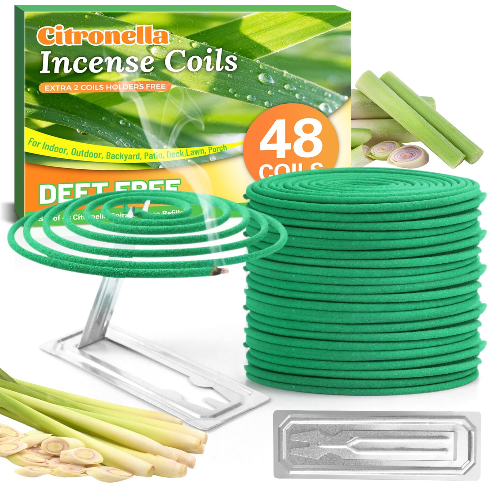 SCENTORINI Citronella Incense, Citronella Coils with Coil Holder, 48 Pcs, Suitable for Summer Home Outdoor Use, Pool Side, Patio, Porches, Courtyards, Farms, Garden Planting Area - Available at All In One Marketplace Canada