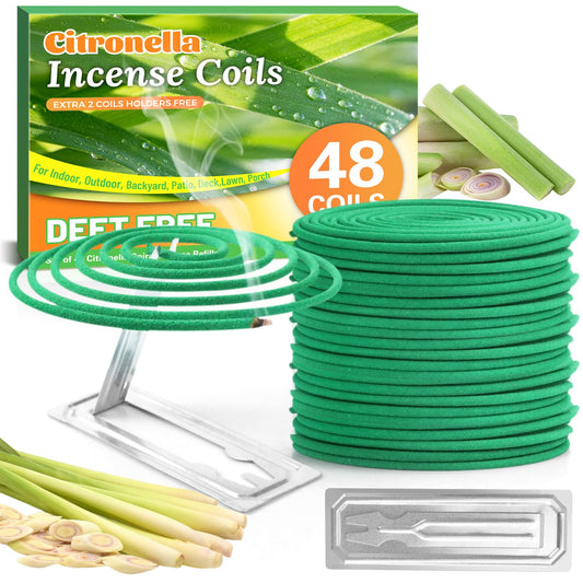 SCENTORINI Citronella Incense, Citronella Coils with Coil Holder, 48 Pcs, Suitable for Summer Home Outdoor Use, Pool Side, Patio, Porches, Courtyards, Farms, Garden Planting Area - Available at All In One Marketplace Canada