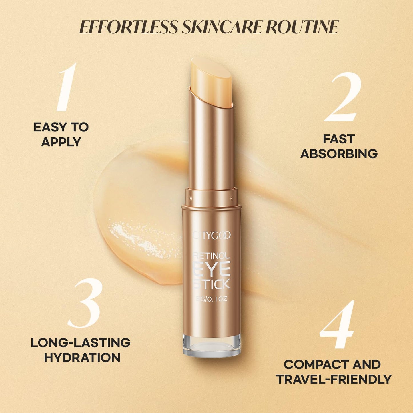Retinol Eye Stick With Collagen, Hyaluronic Acid For Dark Circle, Wrinkles in 3-4 Weeks, Under Eye Cream Anti Aging, For Puffiness and Bags Reduces Fine Lines (Retinol Premium Gold Edition 3g) - Available at All In One Marketplace Canada