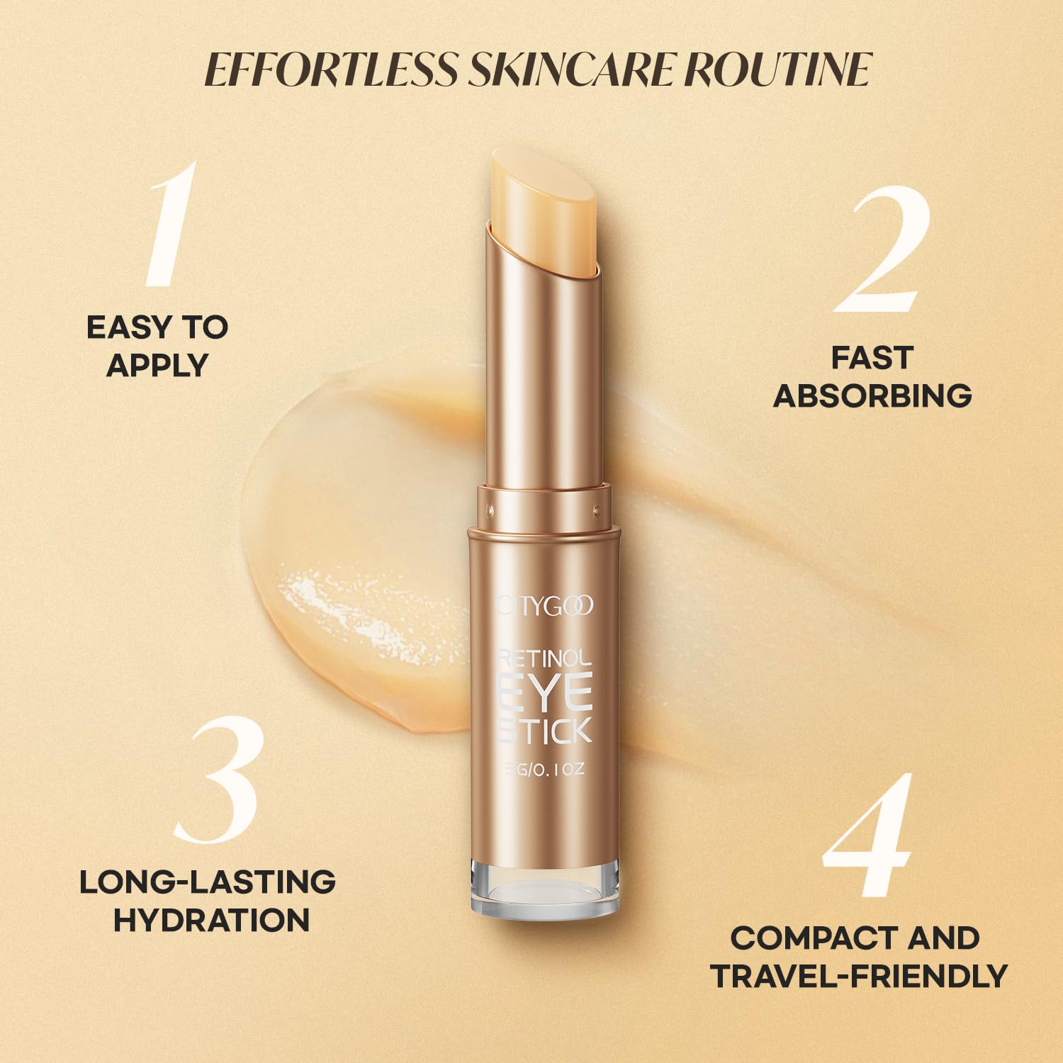 Retinol Eye Stick With Collagen, Hyaluronic Acid For Dark Circle, Wrinkles in 3-4 Weeks, Under Eye Cream Anti Aging, For Puffiness and Bags Reduces Fine Lines (Retinol Premium Gold Edition 3g) - Available at All In One Marketplace Canada