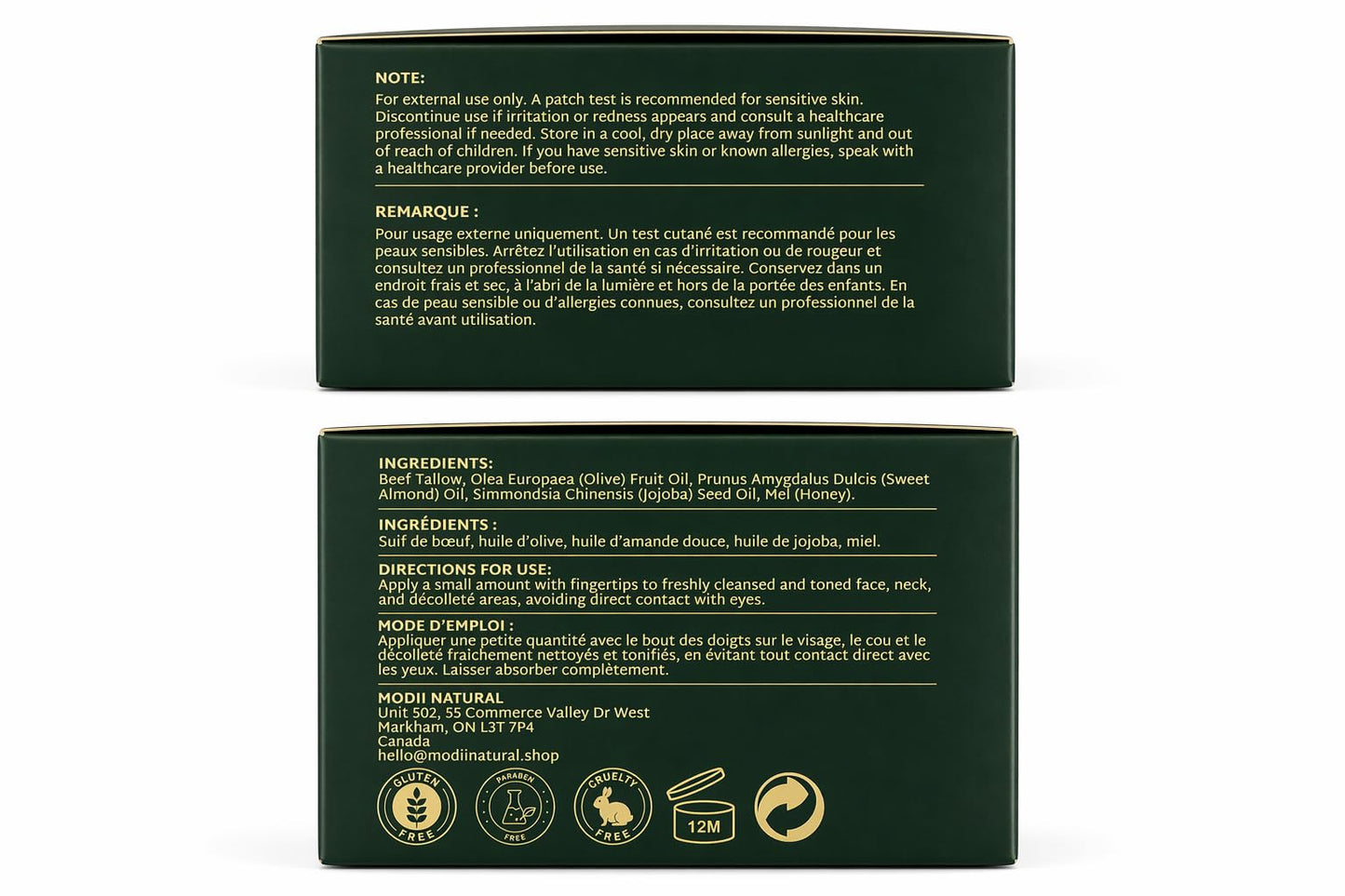 Whipped Beef Tallow Moisturizer - 100% Grass-Fed Tallow Face Balm with Honey, Jojoba Oil, Olive Oil & Sweet Almond Oil - Unscented - 120ml/4oz - Available at All In One Marketplace Canada