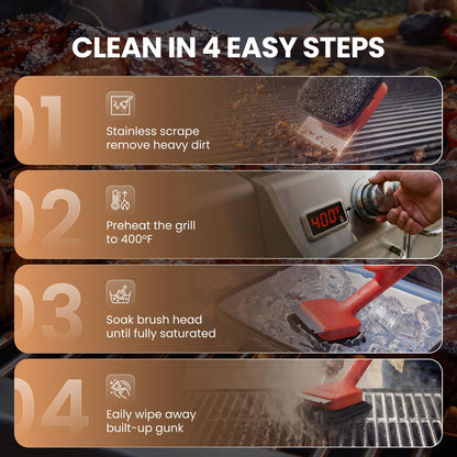 ThermoMaven BBQ Grill Brush Bristle Free - 17" Safe Steam Grill Cleaner Brush with Scraper and 3 Brush Heads for Porcelain/Gas/Charcoal Grill Outdoor Grill Barbecue Cleaner - Available at All In One Marketplace Canada