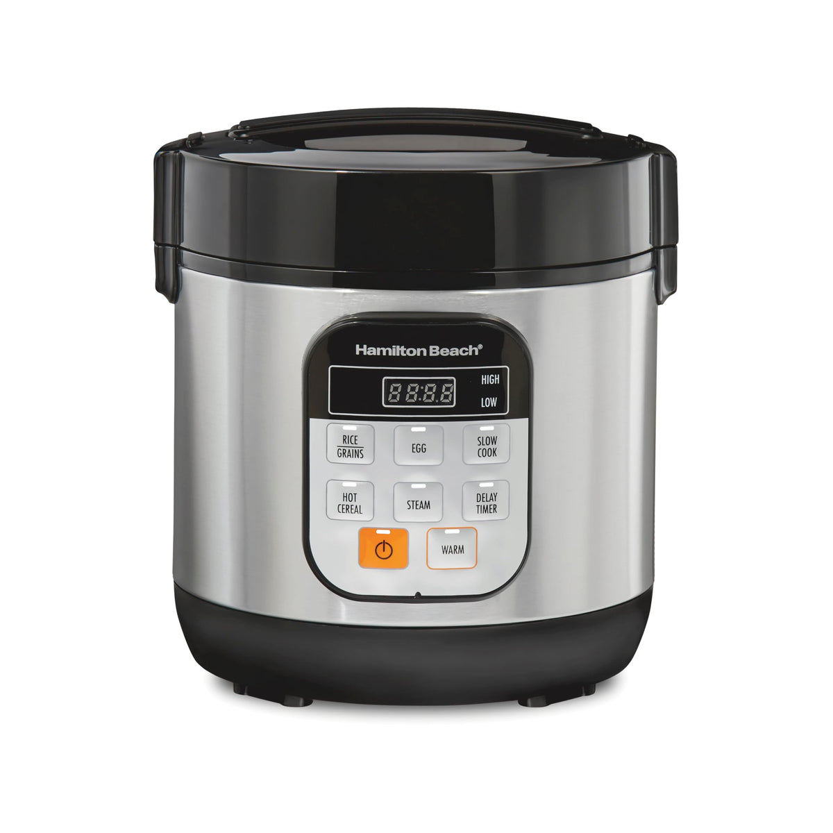 Hamilton Beach Compact Multi Cooker, 1.5 Quart (1.4 L), Stainless Steel, 6 Cups Cooked (3 Cups Uncooked), Rice Cooker, Egg Cooker, Slow Cooker & Food Steamer, Model 37524MN