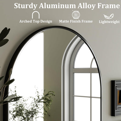 HARRITPURE 24"x36" Arched Wall Mirror, Black Bathroom Mirror for Wall