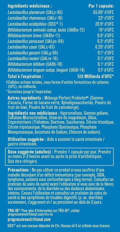 Progressive Perfect Probiotic 120 Billion CFU, Ultra-Strength 11-Strain Formula + Prebiotic Blend, with Lactobacillus plantarum and L. rhamnosus, Delayed-Release Guaranteed Potency, DNA-Verified, Gut and Digestive Support, 30 Vegan Capsules Progressive Health