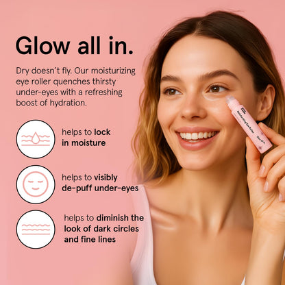 grace & stella Eye Serum Roller with Rose Quartz Rollerball - Hyaluronic Acid & Caffeine Under Eye Cream for Dark Circles & Puffiness - Airplane Travel Essentials - Vegan Skincare (15ml / 0.51floz)