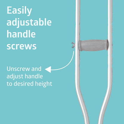 Medline Aluminum Crutches for Adults 5'2"-5'10", Adjustable, 300lb