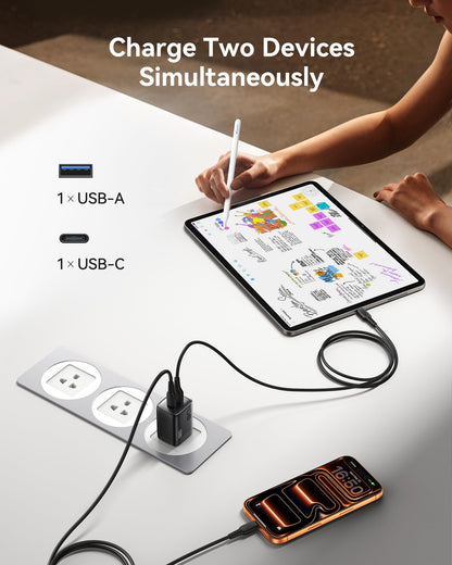 INIU for iPhone 17 16 Charger, 30W GaN Tech USB C Charger Fast Charging, 2-Pack Foldable USB C Charging Block with Cable for iPhone 17 16 Pro Max, MacBook Air 13 M4, Samsung S25 S24, iPad 11 Air