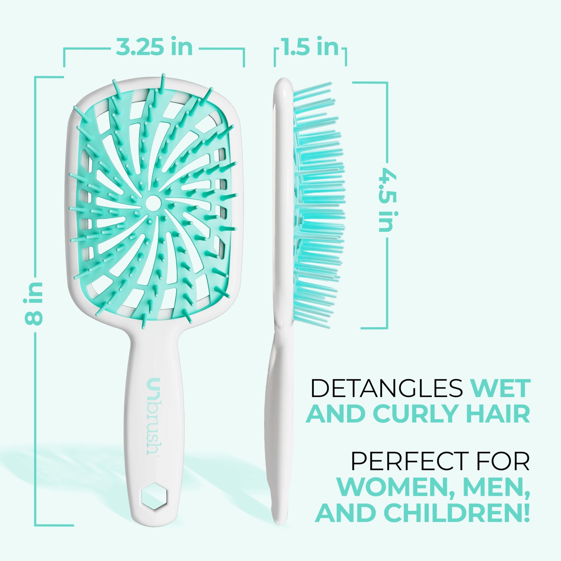 FHI Heat UNbrush Plus — Curly Hair Brush for Gentle & Effective Detangling on Wet or Dry Fragile Hair Types — Detangler Brush w/ 84 UltraFlex Bristles, Ultra-light, Vented, Anti Static Hairbrush FHI Heat