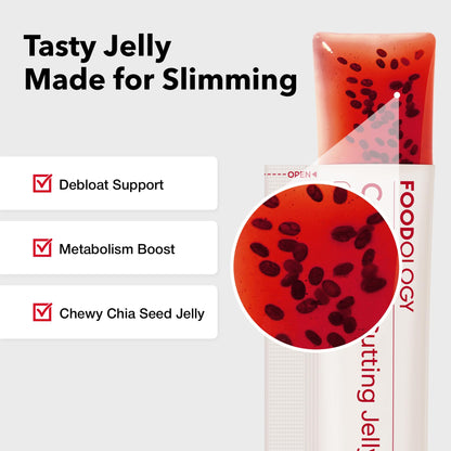 FOODOLOGY Coleology Cutting Stick Jelly (Pomegranate) – Dietary Fiber Supplement for Healthy Weight Management, Chia Seeds & Garcinia Cambogia, Korean Beauty with Collagen – 10 Sticks - Available at All In One Marketplace Canada