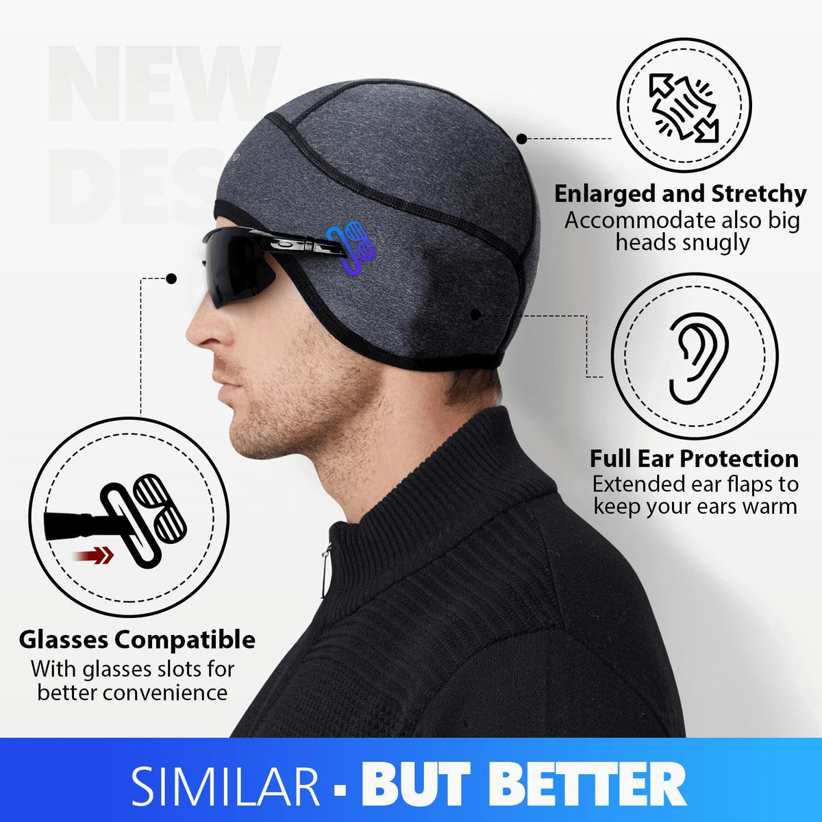 HIKENTURE Winter Skull Cap, Windproof Helmet Liner for Men Women, Grey 🍁 All In One Marketplace Canada