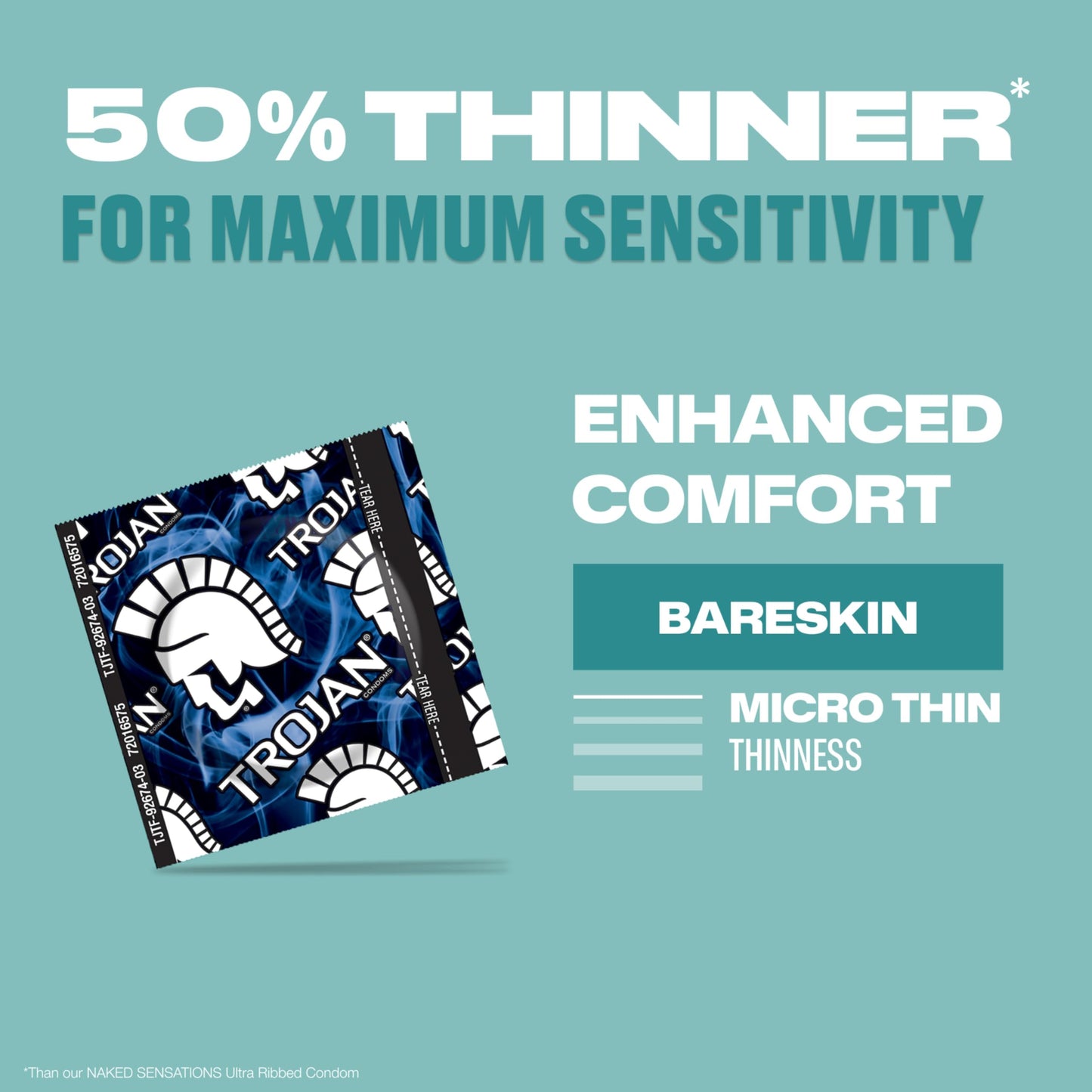 TROJAN BareSkin Original Lubricated Latex Thin Condoms, 24 Count, For a More Natural Feel, Bringing You Closer with Heightened Sensitivity Where it Matters Most
