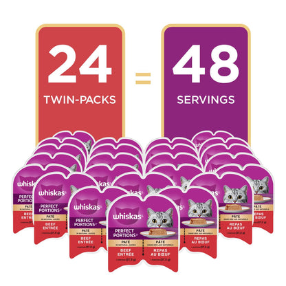 WHISKAS Perfect PORTIONS Kitten Wet Cat Food, Beef Flavour, 75g (12 Pack) whiskas