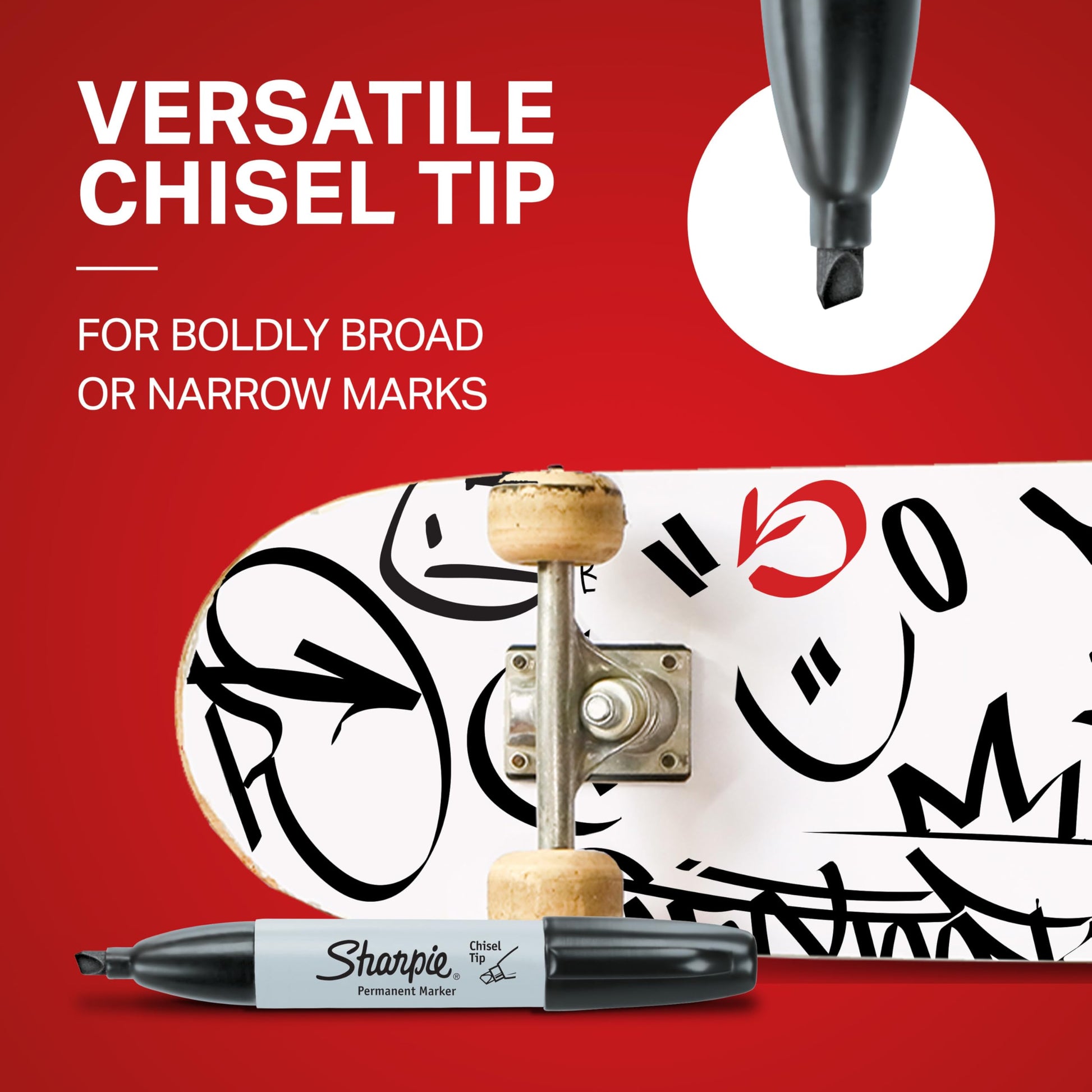 Sharpie Permanent Markers, Chisel Tip, Black, 12 Count