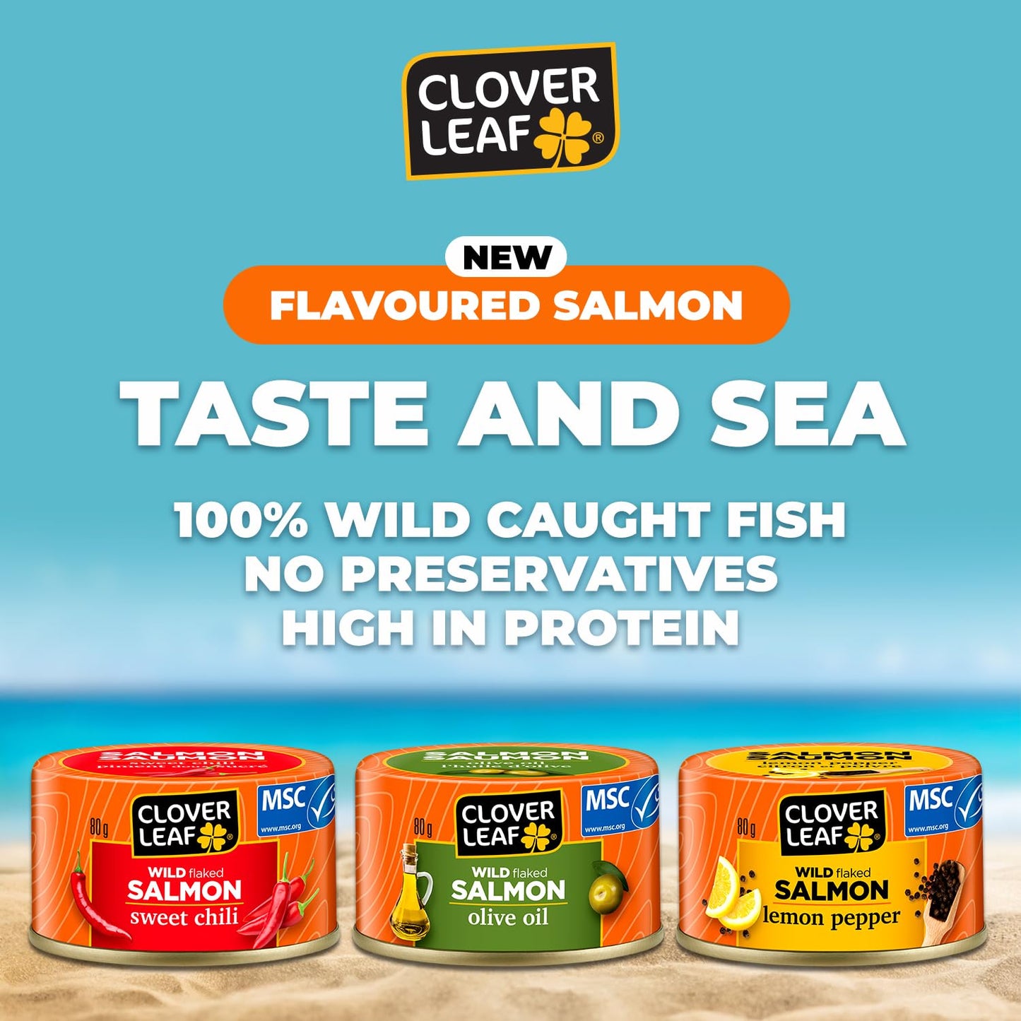 Clover Leaf Wild Flaked Pink Salmon Olive Oil 80g, 24 Easy-Peel Cans Clover Leaf