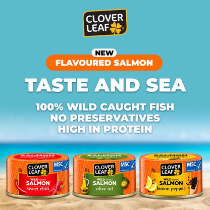Clover Leaf Wild Flaked Pink Salmon Olive Oil 80g, 24 Easy-Peel Cans Clover Leaf