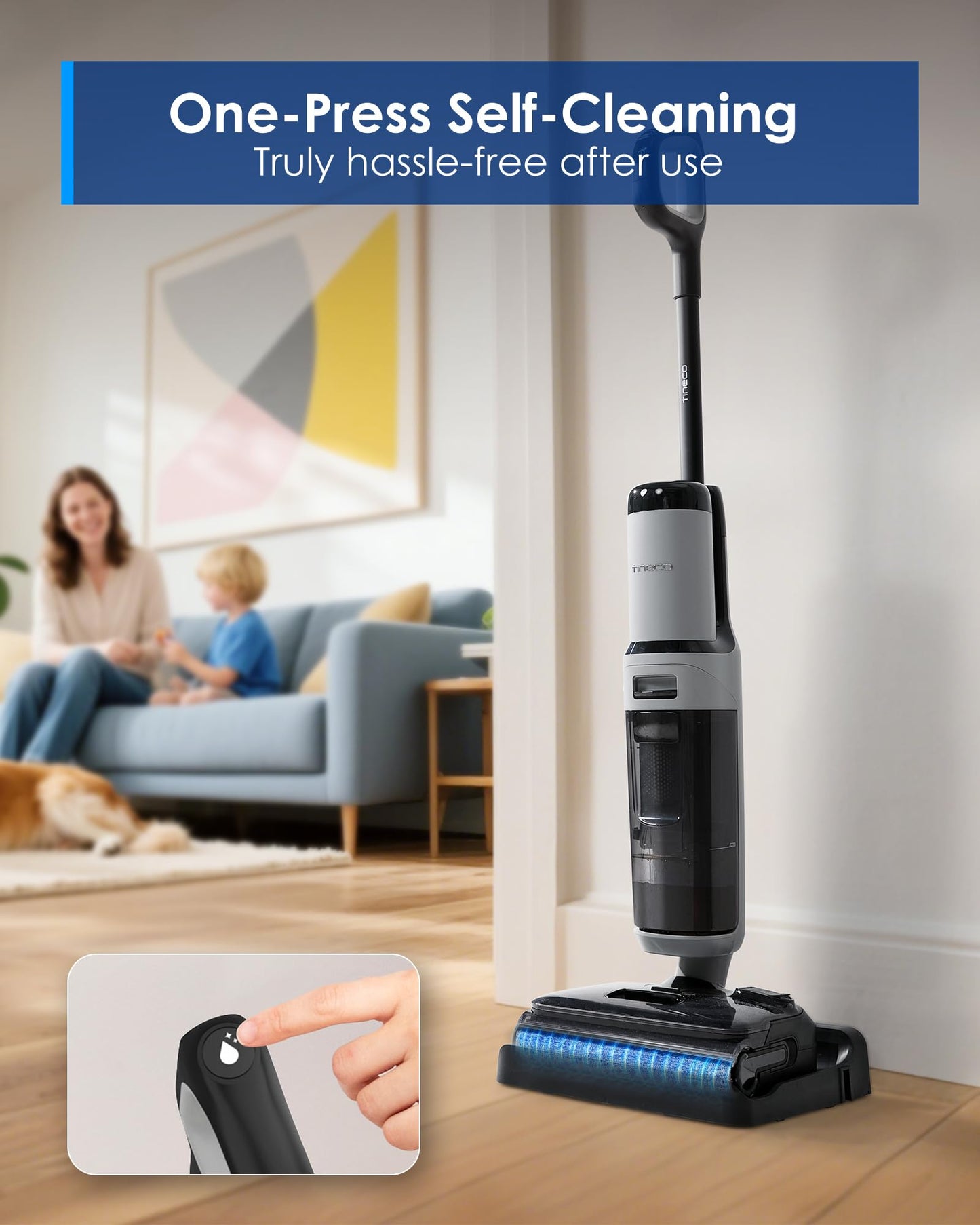Tineco Floor ONE i5 Stretch Wet Dry Vacuum Cleaner,Vacuum & Mop in One Step,180° Lay-Flat Design,Anti-Tangle Design,Dual-Sided Edge Cleaning,Up to 30* Minutes Runtime,Large-Capacity Water Tanks - Available at All In One Marketplace Canada