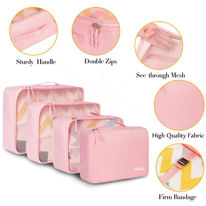 BAGAIL 8 Set Packing Cubes, Lightweight Travel Luggage Organizers with Shoe Bag, Toiletry Bag & Laundry Bag (Blush Pink)