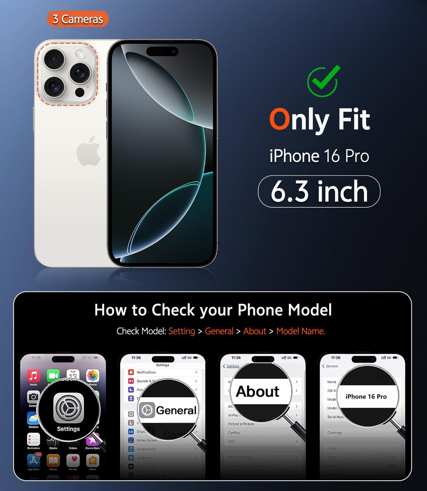 FNTCASE for iPhone 16 Pro Case: Clear Magnetic Phone Cases with Screen Protector Slim Anti Yellowing Rugged Shockproof Protective Transparent Cell Phone Cover (A-Clear Magnetic)
