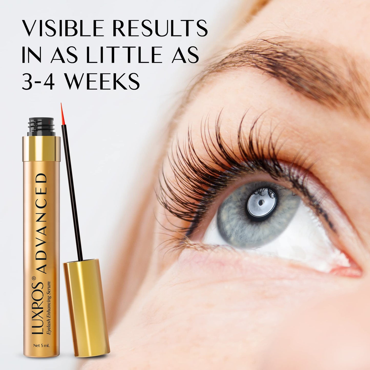 LUXROS Eyelash Serum 5 mL, Eyelash Enhancer Serum for Longer, Thicker Healthier Lashes, Made in USA, 5mL 6 Month Supply - Available at All In One Marketplace Canada