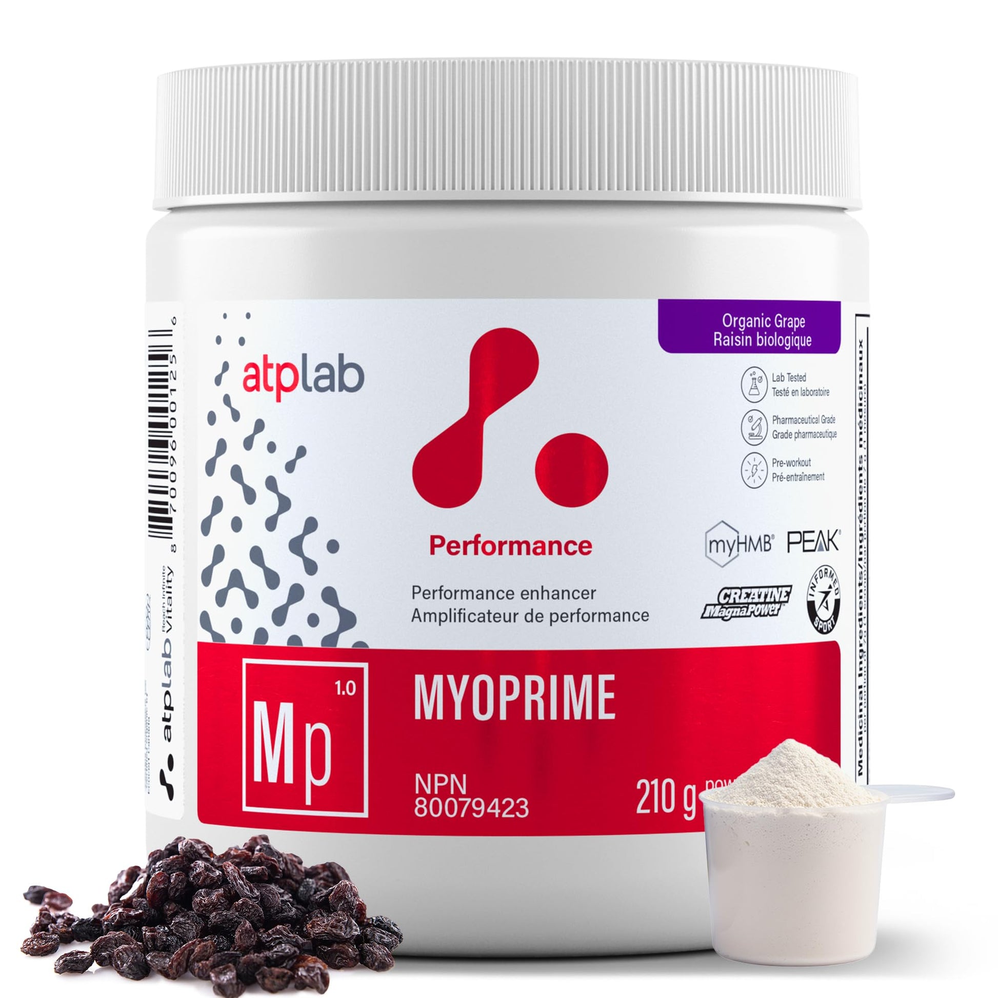 atplab Myoprime Creatine Monohydrate Powder, Creatine, Organic Grape, 210 g ATP LAB