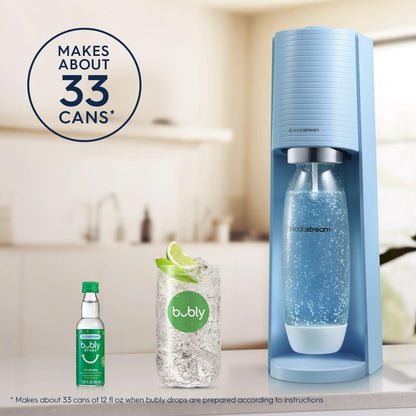 SodaStream Terra Sparkling Water Maker (Blue) with CO2 Cylinder, 1L Dishwasher Safe Bottle & Bubly Drink Sodastream