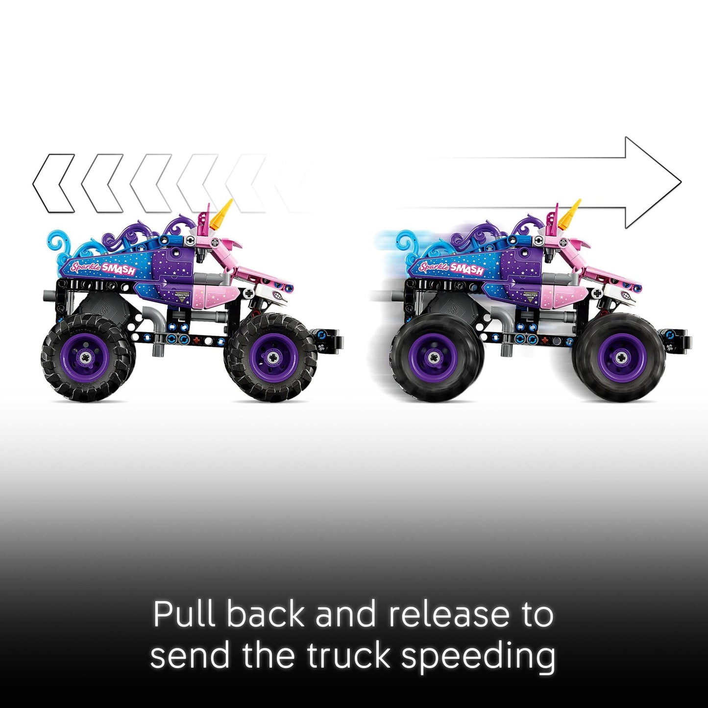 LEGO Technic Monster Jam Sparkle Smash Pull-Back Truck Toy for Boys & Girls - Monster Truck Building Toy W/Pull-Back Racing Action for Kids, Ages 7+ - Gift Idea for Birthdays - 42220 LEGO