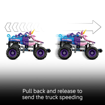 LEGO Technic Monster Jam Sparkle Smash Pull-Back Truck Toy for Boys & Girls - Monster Truck Building Toy W/Pull-Back Racing Action for Kids, Ages 7+ - Gift Idea for Birthdays - 42220 LEGO