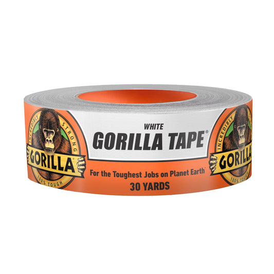 Gorilla Tape, Duct Tape, Utility Tape, Triple Layer Strength, Indoor & Outdoor, Weather Resistant Shell, 1.88 in X 30 yd, White Color, (Pack of 1) 6025001
