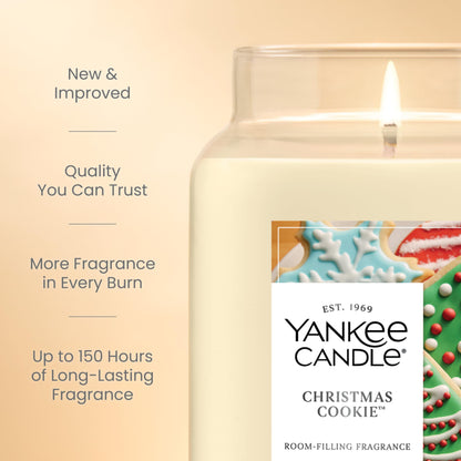 Yankee Candle Large Jar Scented Candle with up to 150 Hour Burn Time, Premium Plant Wax Blend for Cleaner Consistent Burn and Room Filling Fragrance, 22 oz, Christmas Cookie Yankee Candle