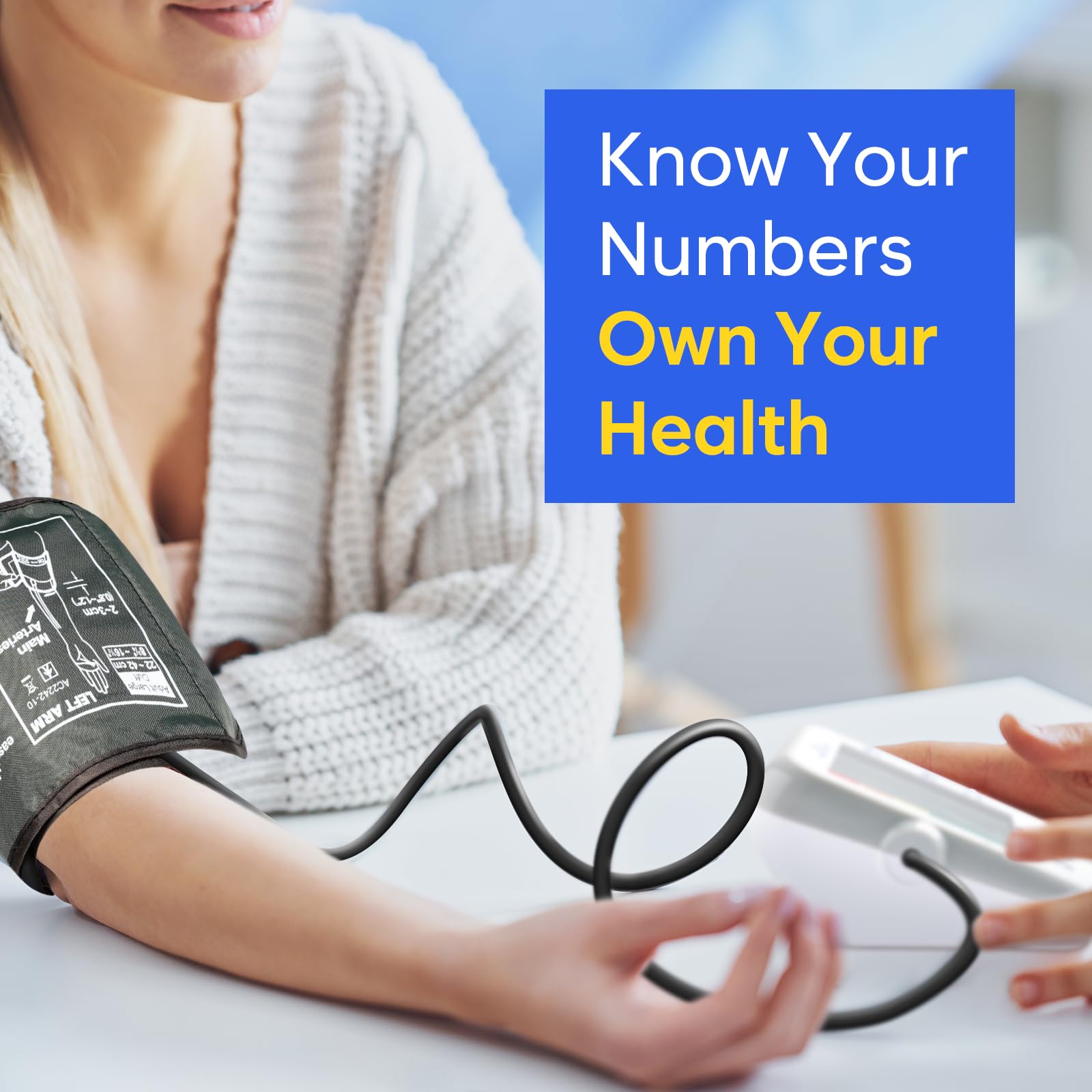 Blood Pressure Monitor for Home Use: Easy@Home Upper Arm Large Cuff BP Machine - Automatic Tensiometer with 3-Color Backlit Hypertension Display and 2 Users, Supports Free MyHeartPal App Scan, EBP-095 - Available at All In One Marketplace Canada