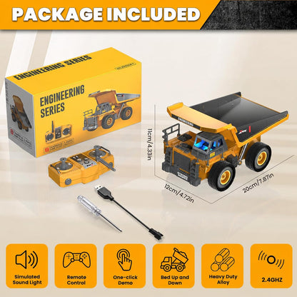 GraceDuck Remote Control Heavy Duty Metal Dump Truck Toys for Boys, 2.4GHz RC Truck with Alloy Bed Sound Light, RC Construction Vehicle Toys for Boys 4 5 6 7 8 Year Old Boys Gift Christmas 🍁 All In One Marketplace Canada