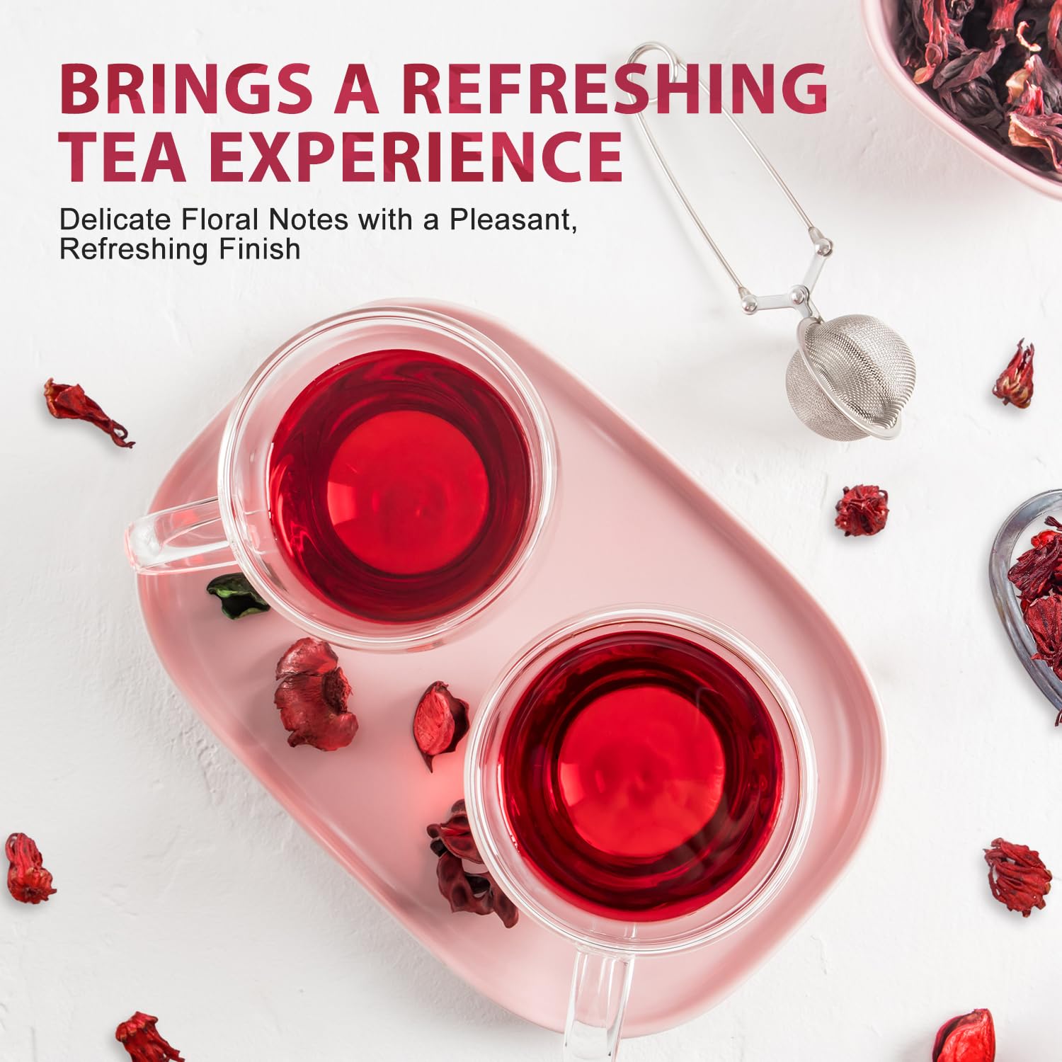 Soeos Organic Hibiscus Tea, 1lb (16oz) Whole Dried Hibiscus Flowers, Caffeine-Free Herbal Tea with Bold Tart Flavor, Perfect for Iced Tea, Hot Infusions & Floral Blends.