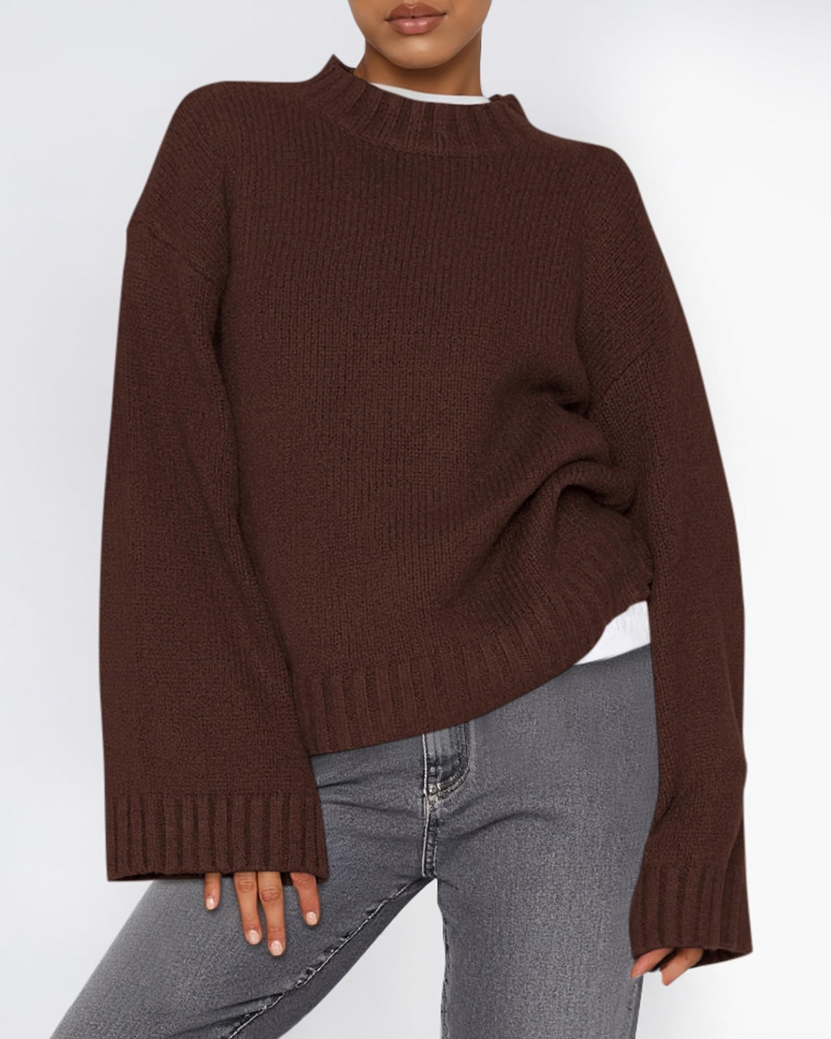 BTFBM Sweaters For Women Crewneck Long Sleeve Loose Knit Pullover Tops 🍁 All In One Marketplace Canada